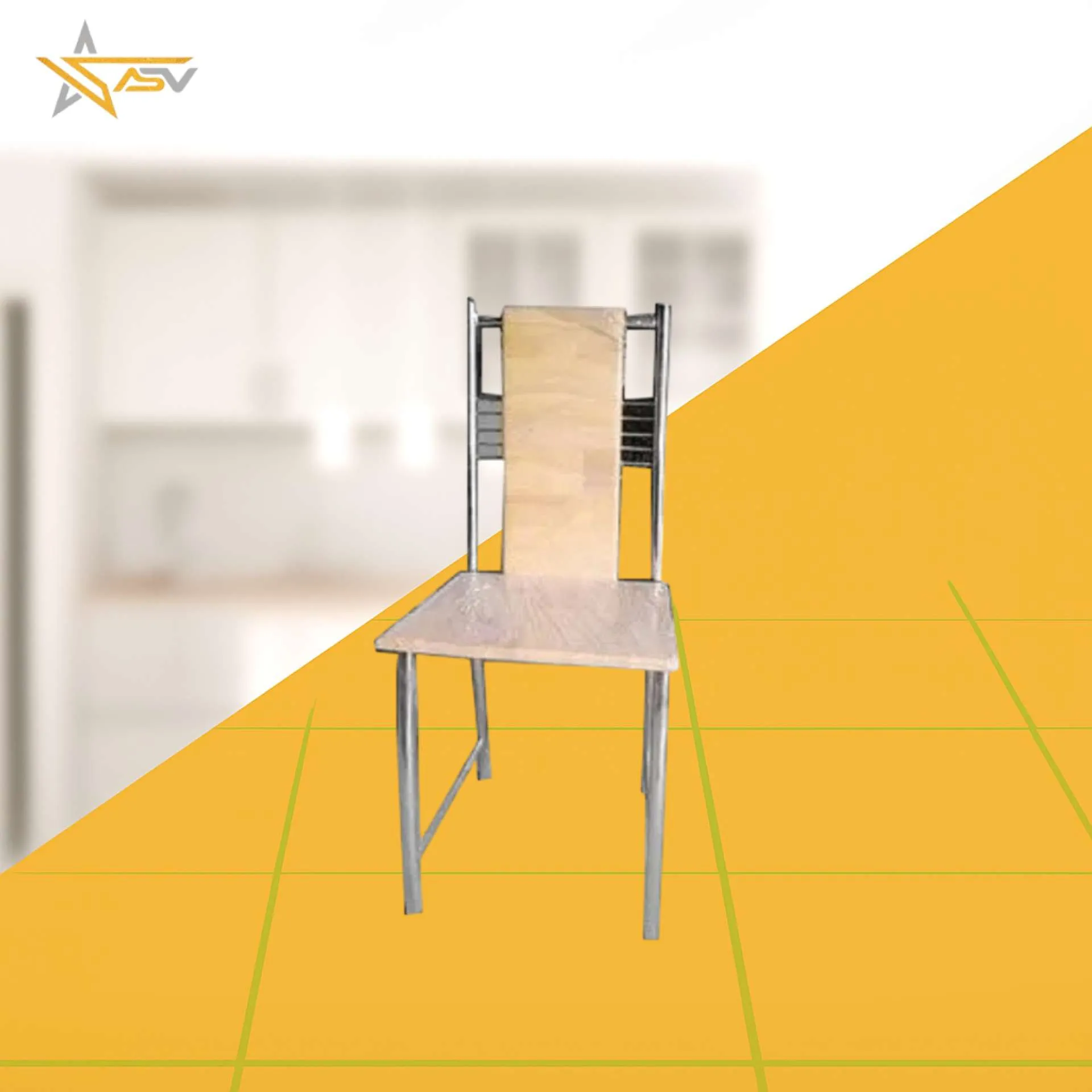 SS Chair with Light Wood Panel Back