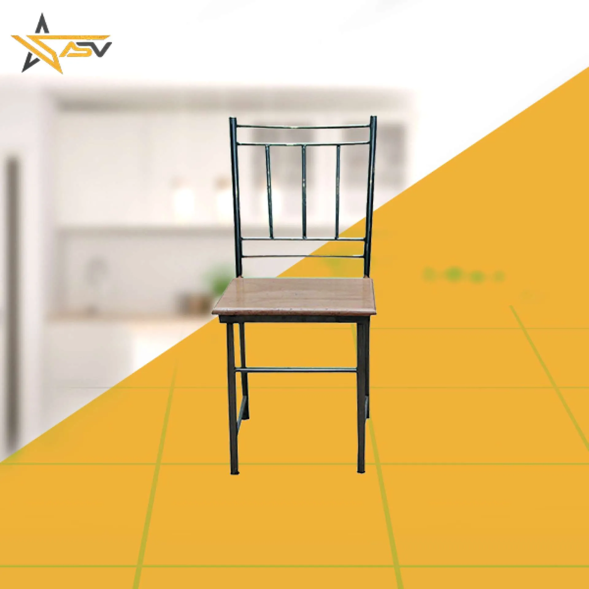 SS Frame Chair with Square Wooden Seat